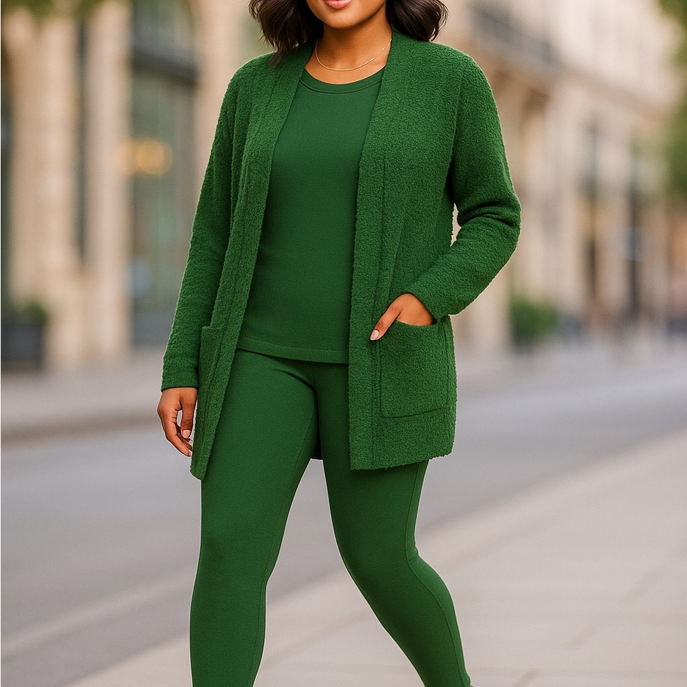 Zenana | Green Cozy Cardigan and Leggings Set